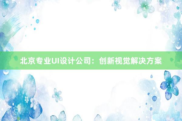 北京专业UI设计公司：创新视觉解决方案